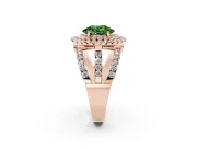 Oval Double Halo Split Shank Engagement Ring Setting for a Fancy Green Lab-Grown Diamond | Pave Strands | Rose Gold