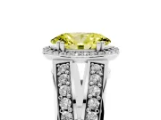 Oval Halo Engagement Ring Setting for a Fancy Yellow Lab-Grown Diamond | Two-Row Pave Split Shank | Sterling Silver