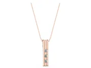 Round Lab-Grown Diamond Three-Stone Bar Pendant Necklace | Channel Set | Rose Gold