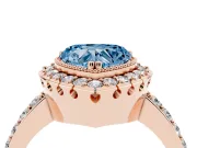 Heart-Shaped Milgrain Halo Engagement Ring Setting for a Fancy Blue Lab-Grown Diamond | Pavé Shoulders | Rose Gold