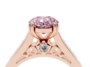 Oval Cathedral Channel Set Engagement Ring Setting for a Fancy Pink Lab-Grown Diamond | Double Claw Prongs | Rose Gold