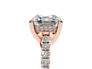 Asscher Cut Hidden Halo Pave Engagement Ring Setting | Claw Prongs | Rose Gold