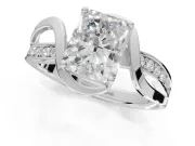 Radiant Cut Bypass Solitaire Engagement Ring Setting | Pavé and Plain Strands | Platinum