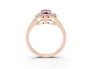 Emerald Cut Scalloped Cluster Halo Engagement Ring Setting for a Fancy Pink Lab-Grown Diamond | Plain Band | Rose Gold
