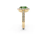 Oval Vintage Halo Engagement Ring Setting for a Fancy Green Lab-Grown Diamond | Yellow Gold