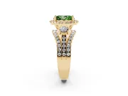 Oval Halo Split Shank Engagement Ring Setting for a Fancy Green Lab-Grown Diamond | Round Side Stones | Yellow Gold