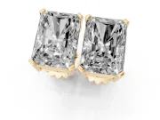 Radiant Cut Diamond Solitaire Stud Earrings Set in Yellow gold with Basket Setting