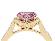 Heart-Shaped Petal Tip Halo Engagement Ring Setting for a Fancy Pink Lab-Grown Diamond | Pavé Band | Yellow Gold