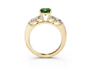 Radiant Cut Five Stone Engagement Ring Setting for a Fancy Green Lab-Grown Diamond | Prong Set Side Stones | Yellow Gold