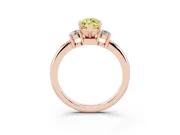 Fancy Yellow Three-Stone Marquise Cut Diamond Ring Set in Rose gold with Prong Setting and Plain Band