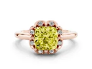 Cushion Cut Petal Halo Engagement Ring Setting for a Fancy Yellow Lab-Grown Diamond | Rose Gold