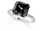Asscher Cut Pavé Solitaire Engagement Ring Setting for a Black Center | Slim Band | Platinum