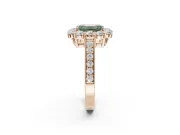 Emerald Cut Vintage Halo Engagement Ring Setting for a Fancy Green Lab-Grown Diamond | Rose Gold