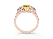 Asscher Cut Three Stone Engagement Ring Setting for a Fancy Yellow Lab-Grown Diamond | Accented Shoulders | Rose Gold