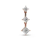 Princess Cut Lab-Grown Diamond Graduated Three-Stone Drop Pendant | Set on Point | Rose Gold