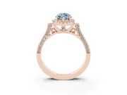 Marquise Halo Engagement Ring Setting for a Fancy Blue Lab-Grown Diamond | Pavé Panel Shoulders | Rose Gold