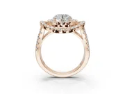 Round Double Halo Split Shank Engagement Ring Setting | Multi-Row Pavé | Rose Gold