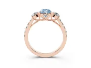 Pear-Shaped Engagement Ring Setting for a Fancy Blue Lab-Grown Diamond | Three Stone | Rose Gold