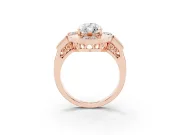 Marquise Cut Diamond Milgrain Halo Ring Set in Rose gold with Split Shank