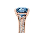 Princess Cut Split Shank Engagement Ring Setting for a Fancy Blue Lab-Grown Diamond | Pave Band | Rose Gold
