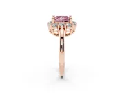 Princess Cut Cluster Halo Engagement Ring Setting for a Fancy Pink Lab-Grown Diamond | Large Round Accents | Rose Gold