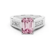 Emerald Cut Channel-Set Engagement Ring Setting for a Fancy Pink Lab-Grown Diamond | Platinum