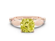 Cushion Cut Floral Engagement Ring Setting for a Fancy Yellow Lab-Grown Diamond | Rose Gold