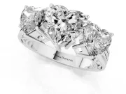 Heart-Shaped Three Stone Engagement Ring Setting | Beaded Shoulders | Platinum