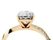 Radiant Cut Twisted Pave Engagement Ring Setting | Ribbon Band | Yellow Gold