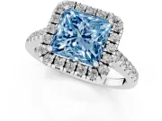 Princess Cut Raised Halo Engagement Ring Setting for a Fancy Blue Lab-Grown Diamond | Platinum