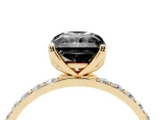 Radiant Cut Pavé Solitaire Engagement Ring Setting for a Black Center | Slim Band | Yellow Gold