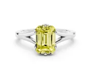 Emerald Cut Split Shank Solitaire Engagement Ring Setting for a Fancy Yellow Lab-Grown Diamond | Sterling Silver