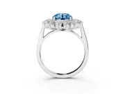 Round Floral Halo Engagement Ring Setting for a Fancy Blue Lab-Grown Diamond | Plain Band | Platinum