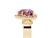 Heart-Shaped Halo Engagement Ring Setting for a Fancy Pink Lab-Grown Diamond | Pointed Pave Shoulders | Yellow Gold