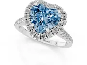 Heart-Shaped Halo Engagement Ring Setting for a Fancy Blue Lab-Grown Diamond | Tapered Band | Platinum