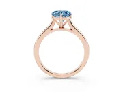 Fancy Blue Heart Cut Diamond Solitaire Ring Set in Rose gold with Cathedral Band and Prong Setting