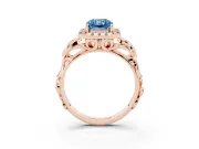Radiant Cut Filigree Halo Engagement Ring Setting for a Fancy Blue Lab-Grown Diamond | Rose Gold