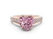 Heart-Shaped Graduated Pavé Engagement Ring Setting for a Fancy Pink Lab-Grown Diamond | Rose Gold