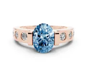 Oval Tension Style Engagement Ring Setting for a Fancy Blue Lab-Grown Diamond | Rose Gold