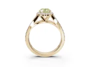 Oval Halo Pavé Engagement Ring Setting for a Fancy Yellow Lab-Grown Diamond | Narrow Split Shank | Yellow Gold