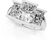 Radiant Cut Channel-Set Three Stone Engagement Ring Setting | Wide Flat Band | Sterling Silver