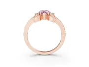 Fancy Pink Pear Cut Diamond Twisted Band Solitaire Ring Set in Rose gold with Scroll Prongs
