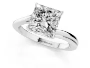 Princess Cut Diamond Solitaire Twist Band Ring Set in Silver with Prong Setting