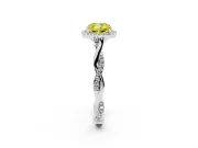 Cushion Cut Twist Halo Engagement Ring Setting for a Fancy Yellow Lab-Grown Diamond | White Gold