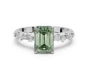 Emerald Cut Graduated Solitaire Engagement Ring Setting for a Fancy Green Lab-Grown Diamond | Sterling Silver