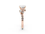Princess Cut Diamond Solitaire Ring Set in Rose gold with Marquise Twist Band and Prong Setting