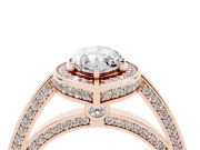 Marquise Sectioned Halo Engagement Ring Setting | Pavé Gallery and Band | Rose Gold