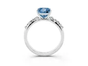 Fancy Blue Princess Cut Diamond Cluster Solitaire Ring Set in Silver with Prong Setting