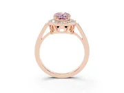 Oval Halo Engagement Ring Setting for a Fancy Pink Lab-Grown Diamond | Polished Halo Rim | Rose Gold