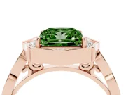 Princess Cut Vintage Scalloped Halo Engagement Ring Setting for a Fancy Green Lab-Grown Diamond | Pave Band | Rose Gold